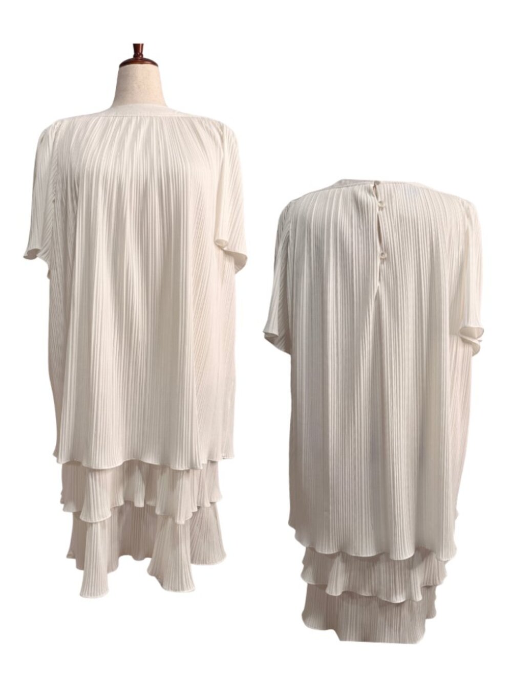 Vintage Risa Ann New York Pleated Tiered Ruffle Midi Dress